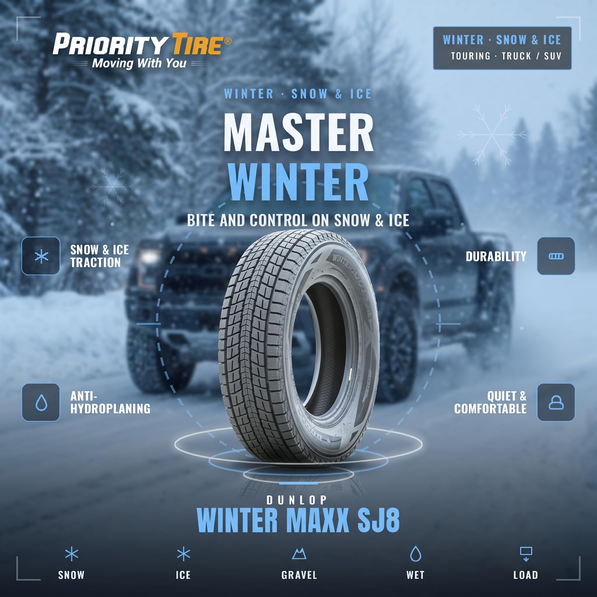 Amazon.com: Dunlop Winter Maxx SJ8 225/65R17 102R : Automotive